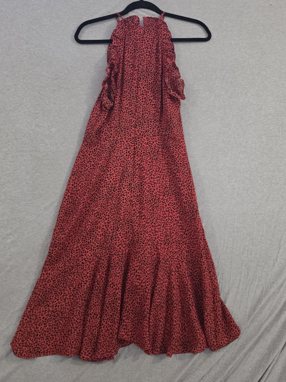 Who What Wear Red Leopard-Print Halter Midi Dress with Flared Hem - Picture 6 of 7